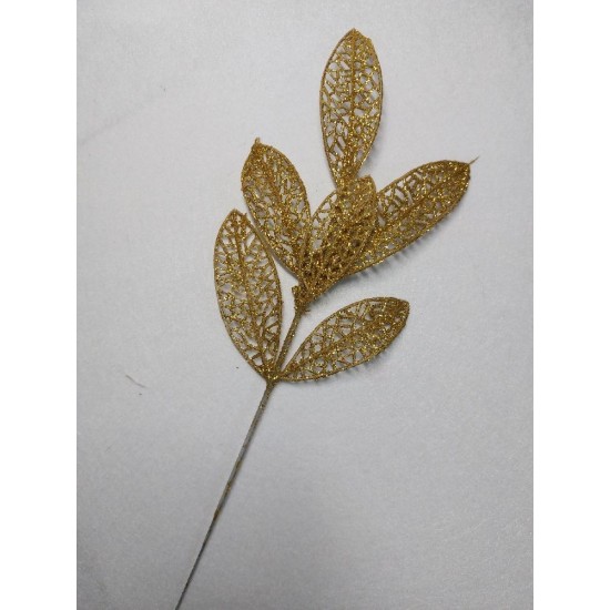 Ветки с глиттером 31*10 см цв. золото, цена за 1 шт